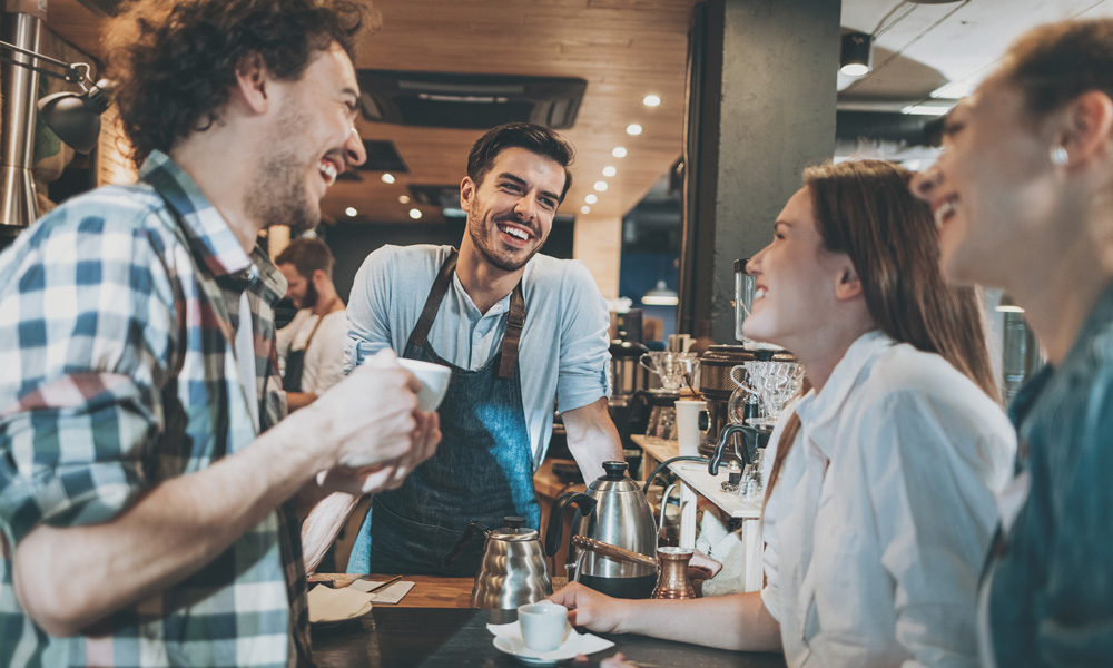 Group enjoying each others company in a restaurant